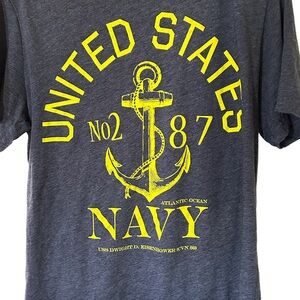Old Navy Men's Navy Graphic Tee in Yellow on Charcoal